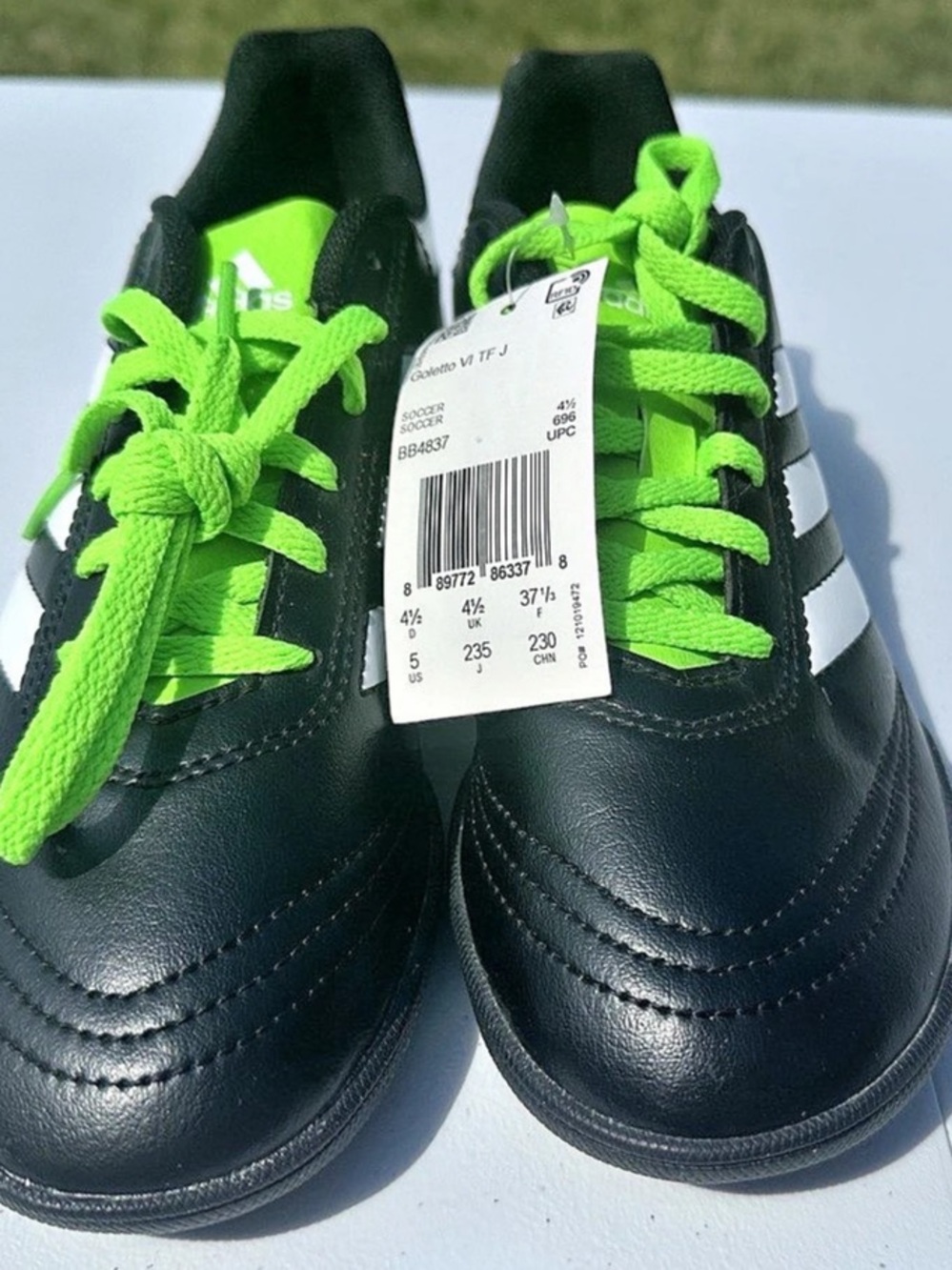 Adidas Goletto VI TF J Black Green Turf Soccer Shoes US 5 NWT
